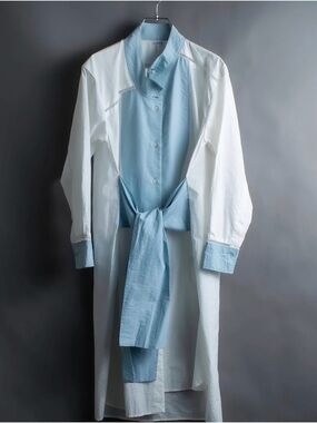 LOEWE Avant-Garde Asymmetric Longline Ribbon Shirt - Size 34 (Oversized)
